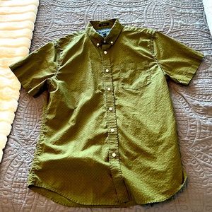 Banana Republic Slim Fit Button Down Short Sleeve Green Decorative Polo Shirt